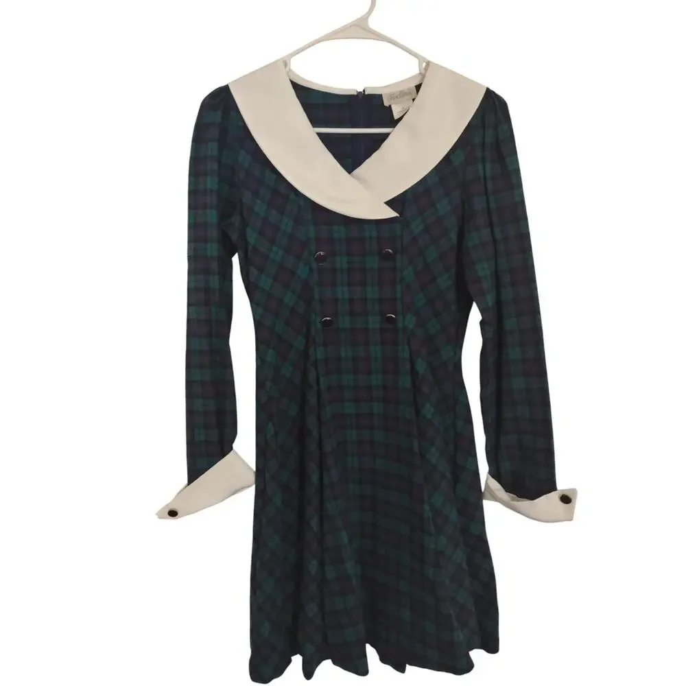 Vintage Rare Edition Green Plaid Dress Girls Size 10/12 Academia Classic